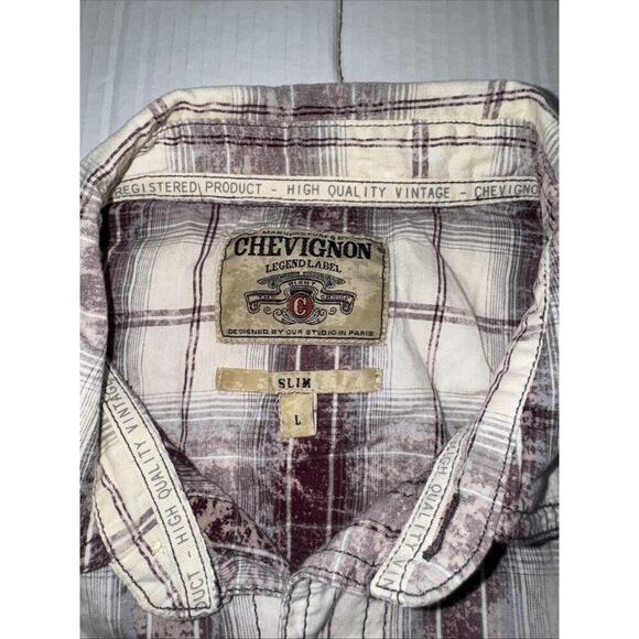 Chevignon Pearl Snap 100% Cotton Slim Fit Check Shirt Multicolor Sz S - Picture 2 of 8